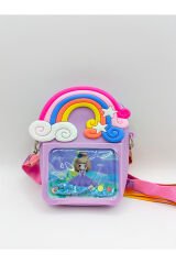 GÖKKUŞAĞI Figürlü Cüzdan Boy Yıldızlı Çocuk Silikon Omuz Çantası