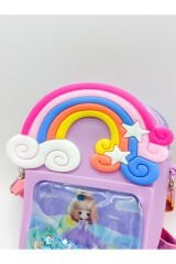 GÖKKUŞAĞI Figürlü Cüzdan Boy Yıldızlı Çocuk Silikon Omuz Çantası