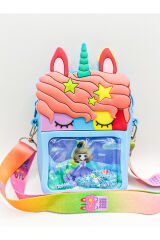 UNICORN Figürlü Cüzdan Boy Yıldızlı Çocuk Silikon Omuz Çantası
